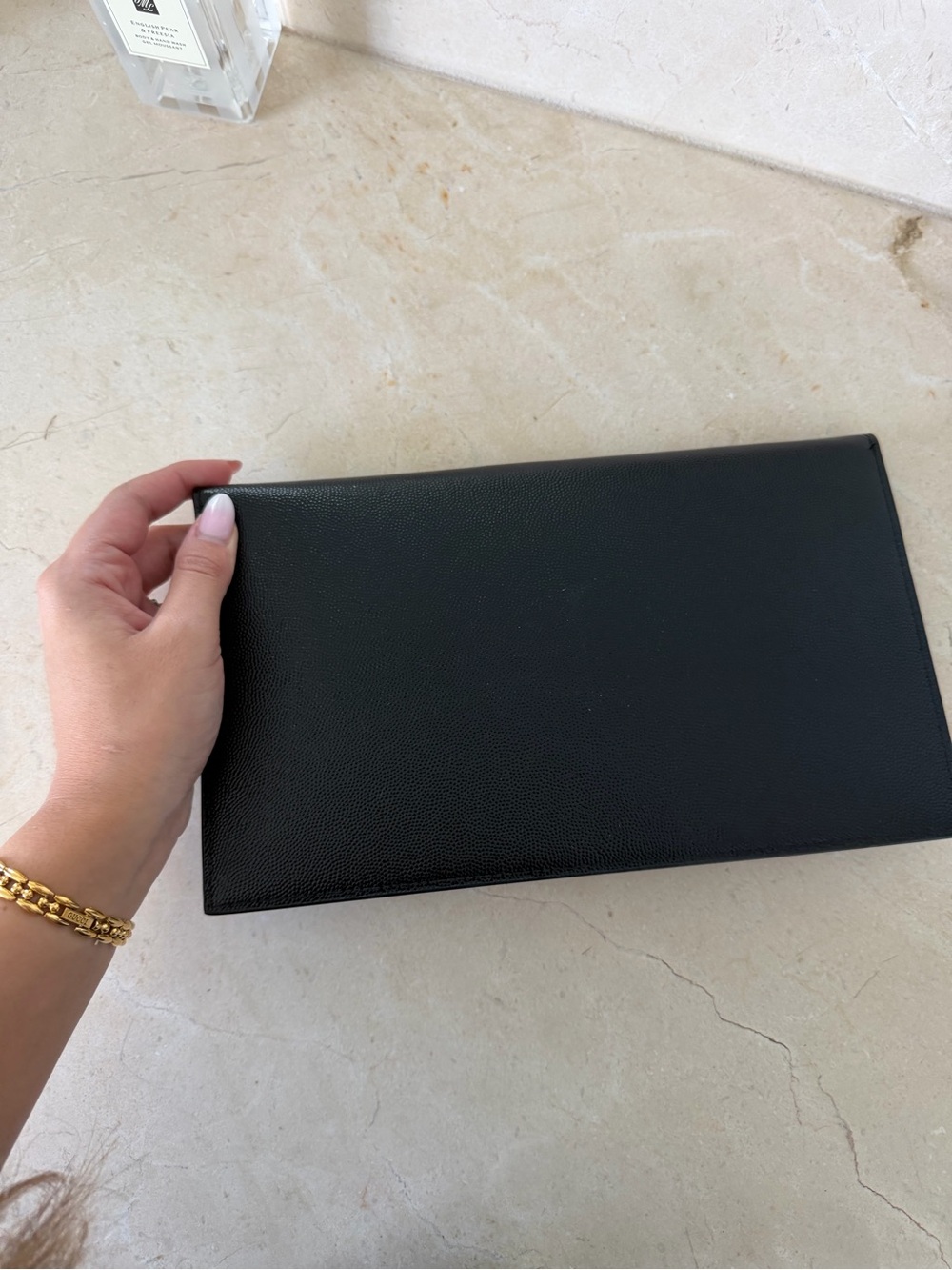 Saint Laurent Black YSL Envelope Clutch - Picture 3 of 4